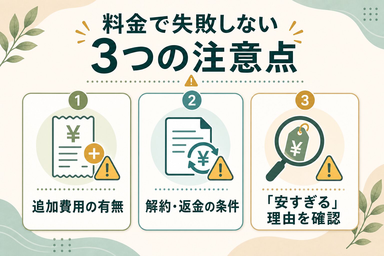 料金で失敗しないための注意点