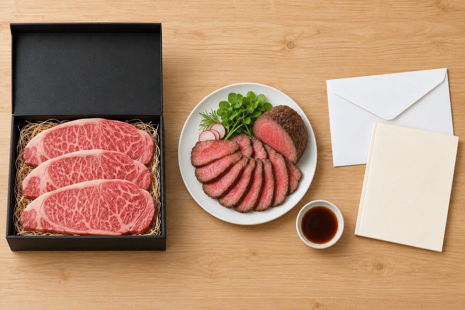 3種類の肉ギフトを並べて比べる