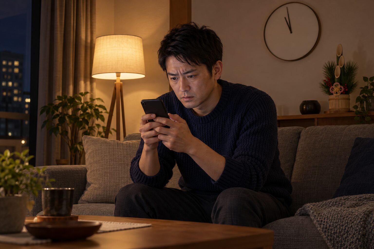 年末の夜に慌ててスマホで決済する