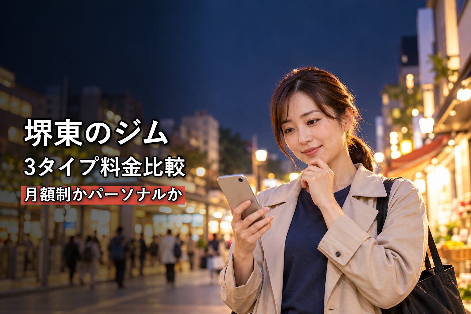 仕事帰りにジムを選ぶ女性